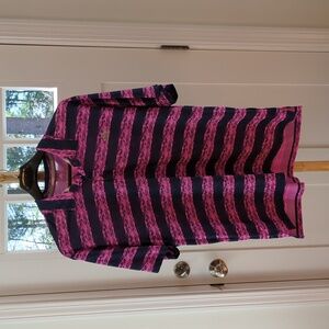 Adidas Painted Stripe Polo Golf Shirt Blue Pink Size XXL